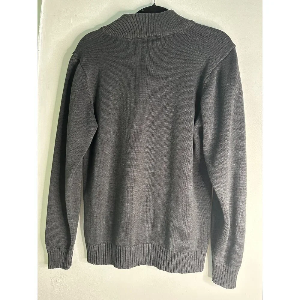 Oscar de la Renta Men’s M Gray Quarter Zip Sweater Preppy Classic Knit Pullover